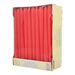 Product foto van Kandelaarskaarsen rood set van 50 2.2cm x 25cm