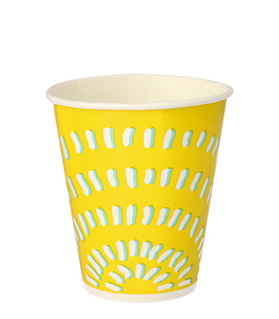 Product foto van Kartonnen drinkbekers geel set van 100 300ml Rays