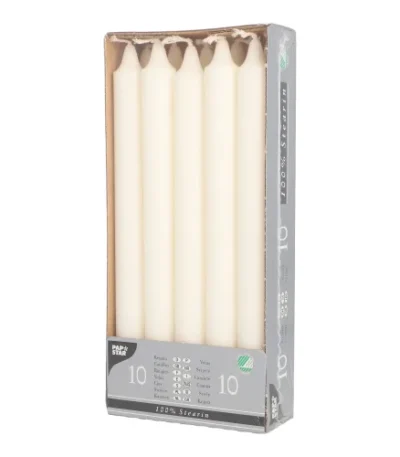 Product foto van Kroonkaarsen stearine wit 24cm set van 10