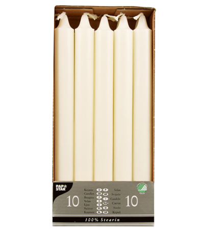 Product foto van Kroonkaarsen stearine wit 24cm set van 10