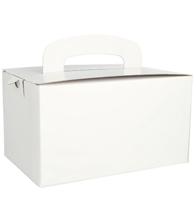 Product foto van Lunchboxen karton wit set van 20 hoekig met handvaten 12