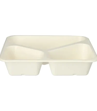 Product foto van Menubakken suikerriet 3-vaks wit set van 50 1000ml