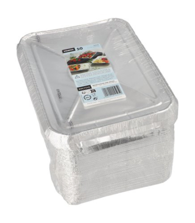 Product foto van Menuschalen aluminium 1-vaks set van 50 930ml