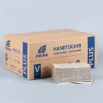 Product foto van Papieren handdoekjes naturel 23x25cm set van 5000 Plus L zigzag 1-laags