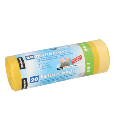 Product foto van Pedaalemmerzakken LDPE geel set van 20 60l 71cm x 64