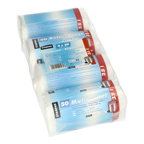 Product foto van Pedaalemmerzakken plastic transparant set van 200 35l 69x55cm