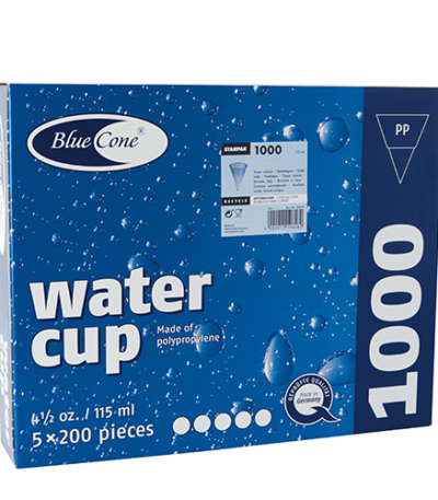 Product foto van Puntbekers plastic blauw set van 1000 115ml Blue Cone