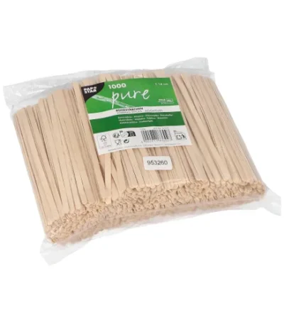 Product foto van Roerstaafjes hout set van 1000 14cm pure 5mm