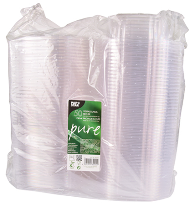 Product foto van Saladeschalen PLA met deksel set van 50 750ml wit