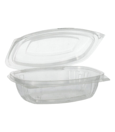 Product foto van Saladeschalen PLA met deksels 375ml set van 50 wit Pure 4