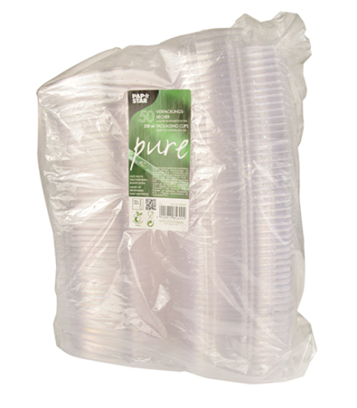 Product foto van Saladeschalen PLA met deksels wit set van 50 250ml