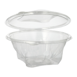 Product foto van Saladeschalen R-PET rond set van 50 1000ml glashelder met deksels