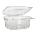 Product foto van Saladeschalen R-PET transparant 1000ml set van 50 met deksel ovaal