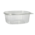 Product foto van Saladeschalen R-PET transparant 1000ml set van 50 met deksel ovaal