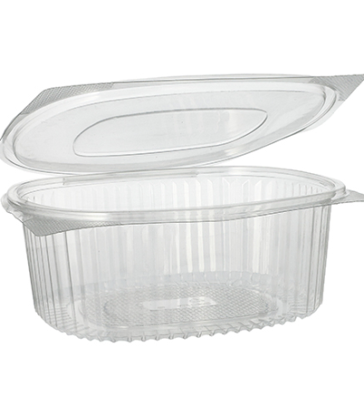 Product foto van Saladeschalen R-PET transparant 1500ml set van 50 met deksels