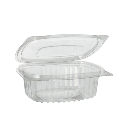 Product foto van Saladeschalen R-PET transparant 250ml set van 50 met deksels
