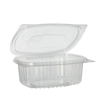 Product foto van Saladeschalen R-PET transparant 375ml set van 50 met deksels
