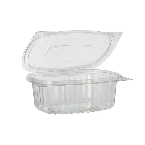 Product foto van Saladeschalen R-PET transparant 375ml set van 50 met deksels