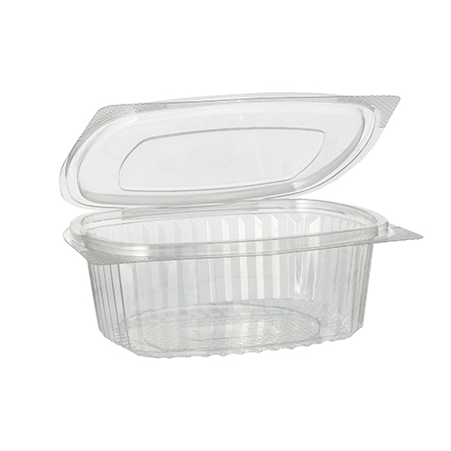 Product foto van Saladeschalen R-PET transparant 500ml set van 50 met deksel
