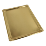 Product foto van Serveerschalen kartonnen PET‑coating goud 34 cm x 45