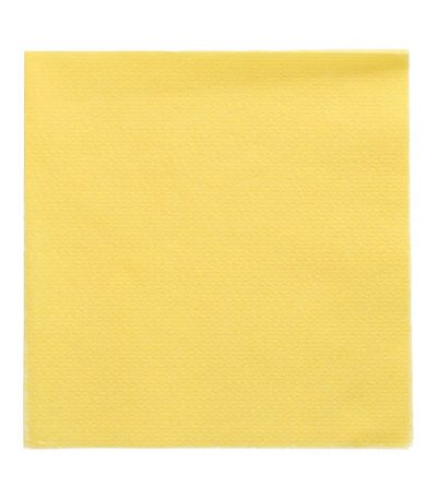 Product foto van Servetten 1-laags 1/4 vouw geel set van 100 33cm x 33cm