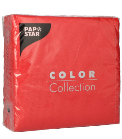Product foto van Servetten 1-laags 1/4 vouw rood 33 cm x 33 cm set van 100