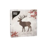 Product foto van Servetten 3-laags 1/4 vouw 25 cm x 25 cm X‑Mas Deer set van 20