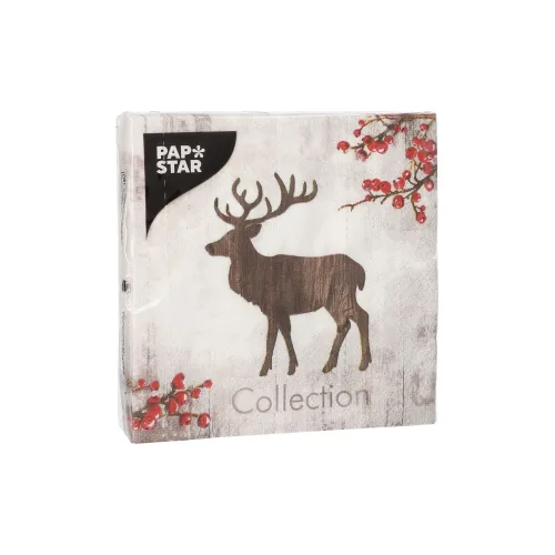 Product foto van Servetten 3-laags 1/4 vouw 25 cm x 25 cm X‑Mas Deer set van 20
