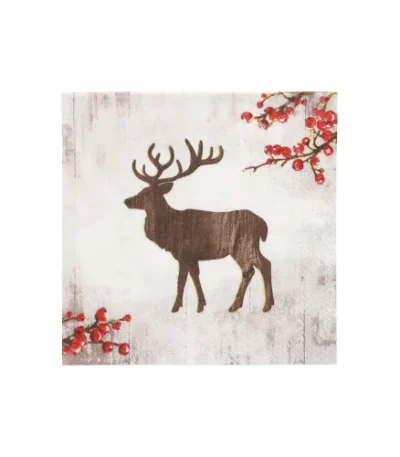 Product foto van Servetten 3-laags 1/4 vouw 25 cm x 25 cm X‑Mas Deer set van 20