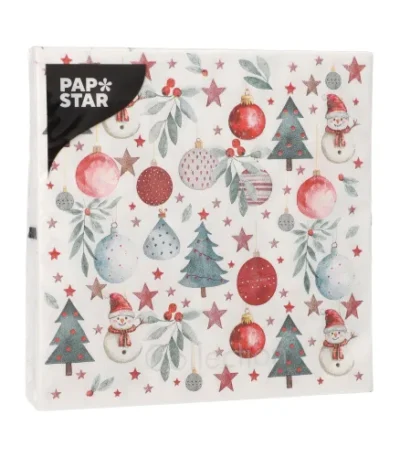 Product foto van Servetten 3-laags 1/4 vouw 33 cm x 33 cm Cold Winter set van 20