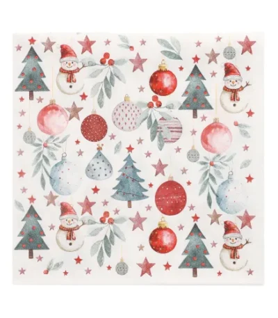 Product foto van Servetten 3-laags 1/4 vouw 33 cm x 33 cm Cold Winter set van 20