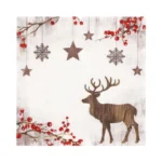 Product foto van Servetten 3-laags 1/4 vouw 33x33cm X-Mas Deer set van 20