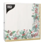 Product foto van Servetten 3-laags 1/4 vouw 40 cm x 40 cm set van 50 Mistletoe and Pinecone
