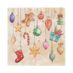 Product foto van Servetten 3-laags 1/4 vouw set van 20 X-Mas Decoration 33 cm x 33 cm