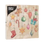 Product foto van Servetten 3-laags 1/4 vouw set van 20 X-Mas Decoration 33 cm x 33 cm