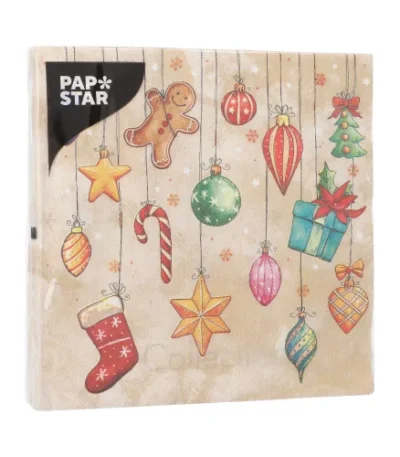 Product foto van Servetten 3-laags 1/4 vouw set van 20 X-Mas Decoration 33 cm x 33 cm