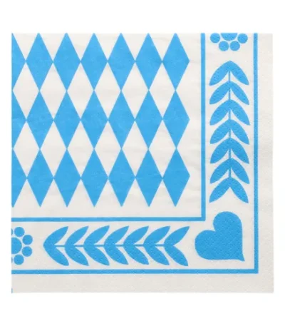 Product foto van Servetten 3-laags Beiers blauw set van 250 33x33cm 1/4 vouw