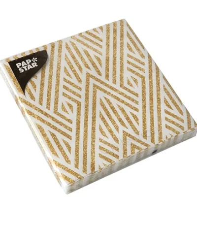 Product foto van Servetten 3-laags goud set van 20 33x33cm New Year