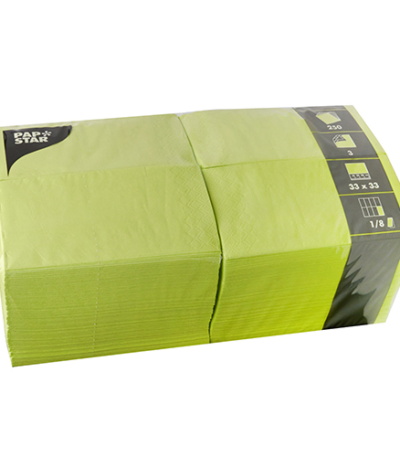 Product foto van Servetten 3-laags lime set van 250 33x33 cm