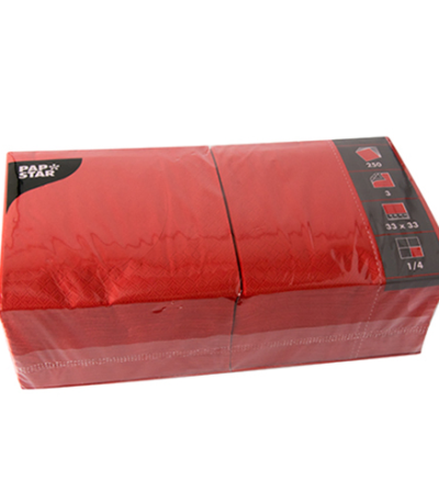 Product foto van Servetten 3-laags rood 33x33 cm set van 250
