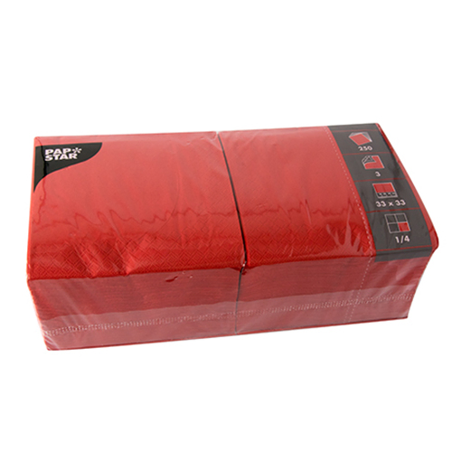 Product foto van Servetten 3-laags rood 33x33 cm set van 250