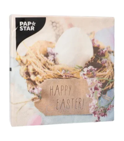 Product foto van Servetten 3-laags wit Easter Nest 20 stuks 33x33cm