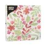 Product foto van Servetten 3-laags wit set van 20 Leaves and Flowers 33x33cm