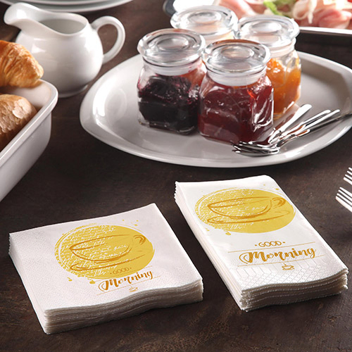 Product foto van Servetten 3-laags wit set van 200 24x24cm Good Morning