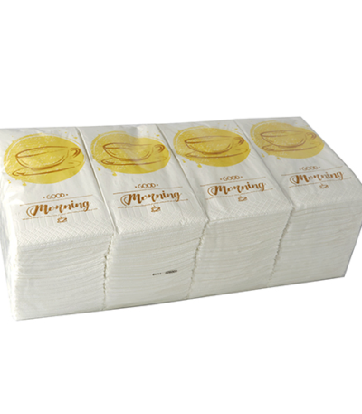 Product foto van Servetten 3-laags wit set van 250 33x33cm Good Morning