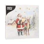 Product foto van Servetten 3‑laags 1/4 vouw 33cm x 33cm set van 20 Dear Santa