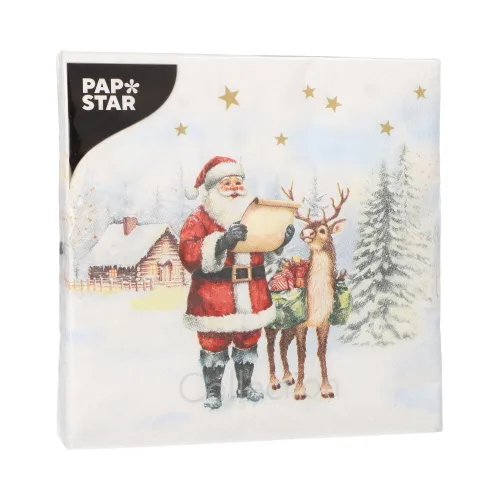Product foto van Servetten 3‑laags 1/4 vouw 33cm x 33cm set van 20 Dear Santa