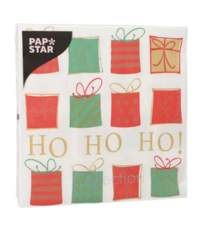 Product foto van Servetten 3‑laags 1/4 vouw 33x33 cm set van 20 Christmas Gifts