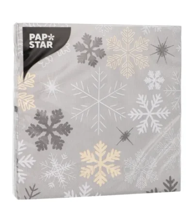 Product foto van Servetten 3‑laags 33 cm x 33 cm Snowflakes set van 20