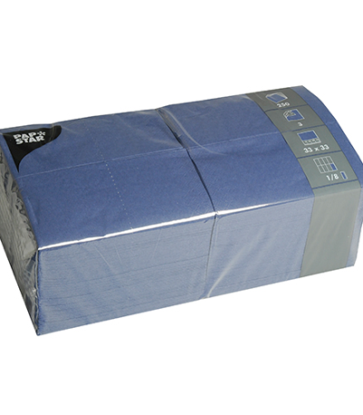 Product foto van Servetten 3‑laags 33 cm x 33 cm donkerblauw set van 250